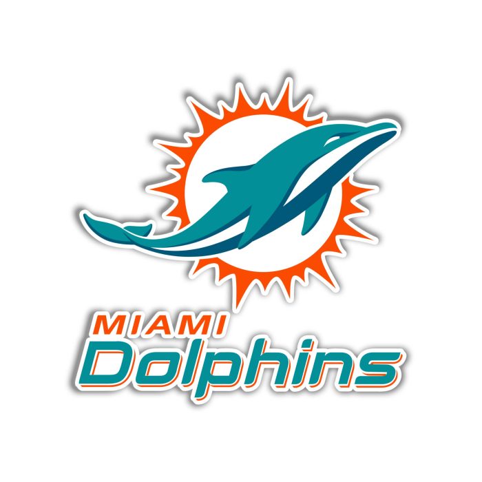 Miami Dolphins Full Color Vinyl Sticker – Custom Size – Up to 52 inches ...